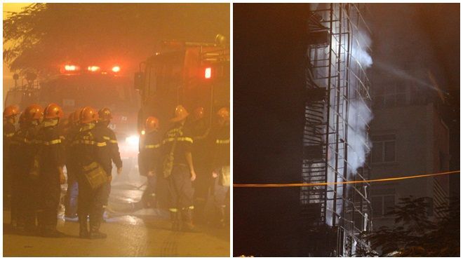 Ngọn lửa lớn bao trùm toàn bộ quán karaoke 8 tầng tại Nguyễn Khang