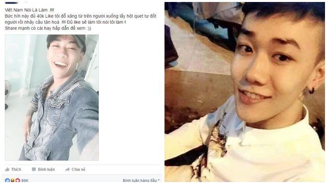 Nam thanh niên 'sống ảo' hứa được 40 nghìn like sẽ tự hỏa thiêu