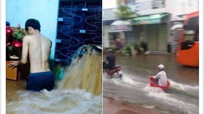 Những hình ảnh về trận mưa lớn gây ngập lụt ở Huế khiến bạn không biết nên buồn hay buồn…cười