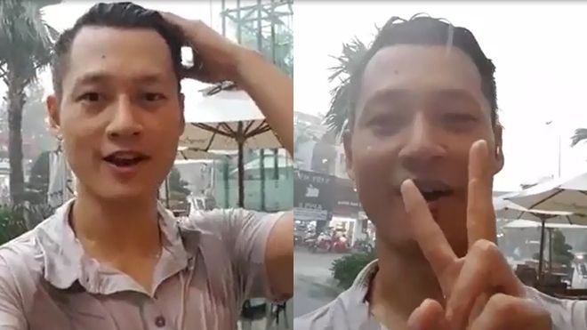 Đức Tuấn đứng dưới mưa livestream, thử thách khả năng chống nước của điện thoại