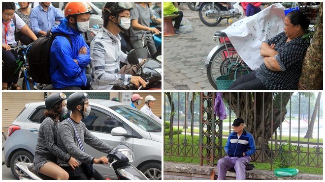 Người Hà Nội co ro trong đợt gió lạnh đầu mùa