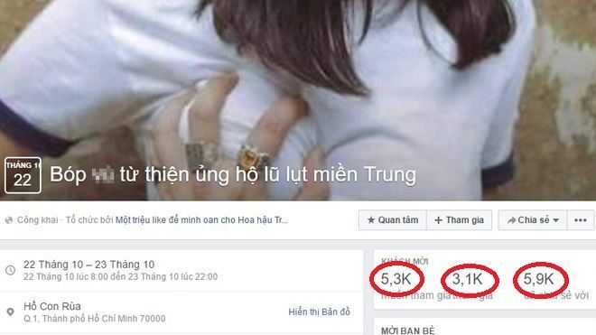 Sờ ngực 50 nghìn/ lần để từ thiện miền Trung, thêm một trò câu like rẻ tiền?