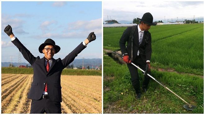 Anh nông dân bảnh bao nhất quả đất: Lúc nào cũng mặc suit đi làm đồng!