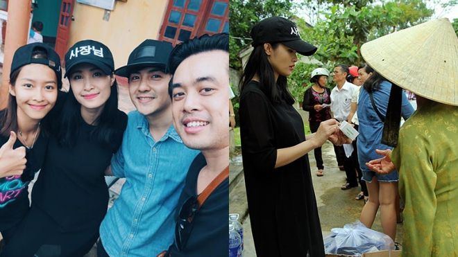 Đông Nhi cùng Ông Cao Thắng chất đầy 'bao tải' tình thương và thuốc men đến với miền Trung