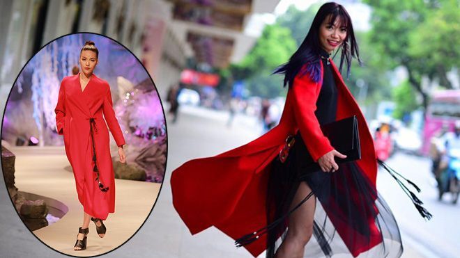 Áo khoác đỏ gây tranh cãi giữa Lan Khuê và Minh Tú đã 'lên sóng' street style tại VIFW