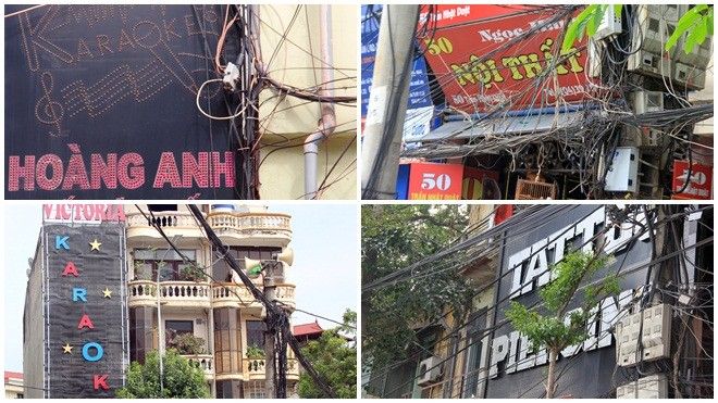 Dây điện chằng chịt ôm sát biển quảng cáo: Đây mới là 'hung thần cháy nổ'