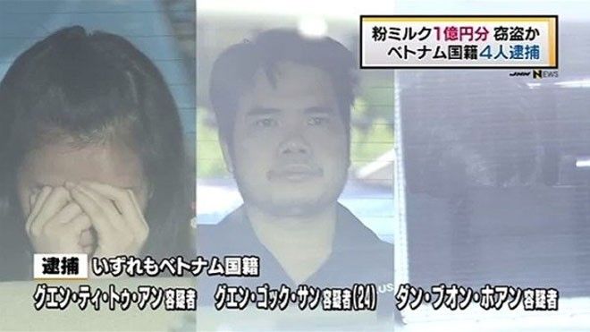 Bốn người Việt bị bắt giữ tại Nhật vì ăn cắp sữa bột