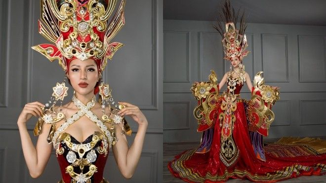 Siêu mẫu Khả Trang phá kỷ lục tại Hoa hậu Siêu quốc gia với bộ quốc phục nặng 44kg