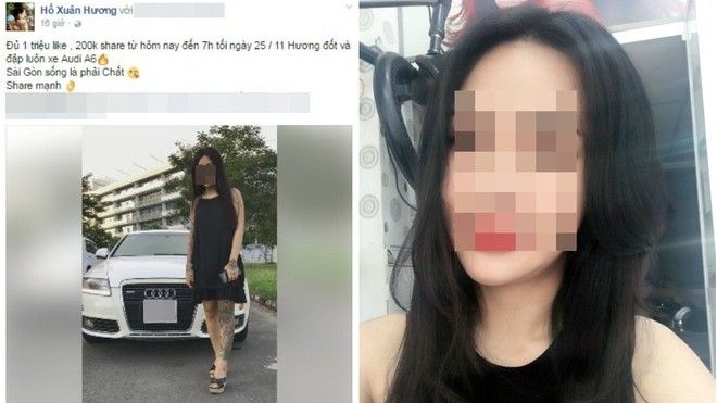 Hotgirl Sài Thành hứa đập nát Audi A6 để câu like nhưng bị 'bóc phốt' nhận vơ xe người khác