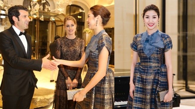 Á hậu Thúy Vân xuất hiện rạng rỡ bên huyền thoại bóng đá Luis Figo