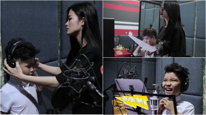 Đông Nhi ân cần chăm sóc trò cưng Nhật Minh thu âm ca khúc Tết