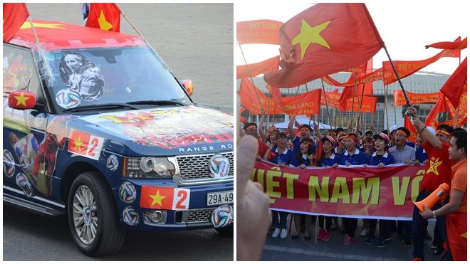 Ngay lúc này, hàng nghìn cổ động viên ở SVĐ Mỹ Đình 'phát cuồng' với siêu xe cổ vũ đội tuyển Việt Nam