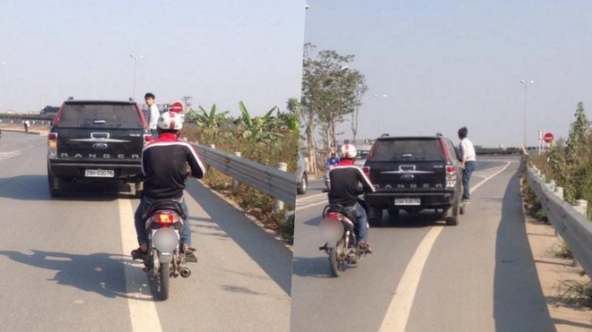 Chàng trai đu bám trên xe ô tô gần 10km đường khiến nhiều người sửng sốt