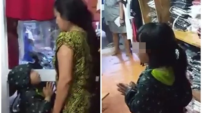 Mẹ bị phát hiện ăn trộm còn đòi đánh người, con nhỏ 4 tuổi quỳ lạy xin tha