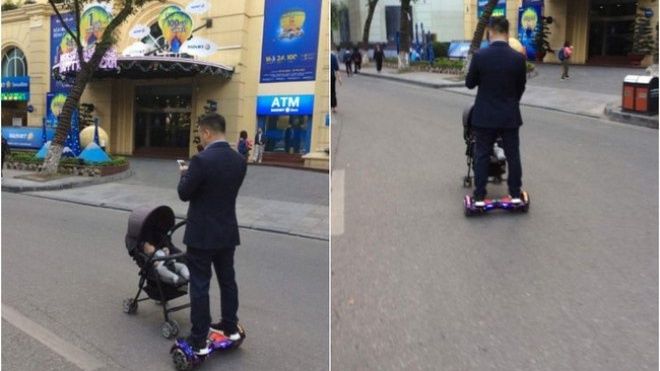 Hành động gây tranh cãi của ông bố trẻ giữa phố đi bộ