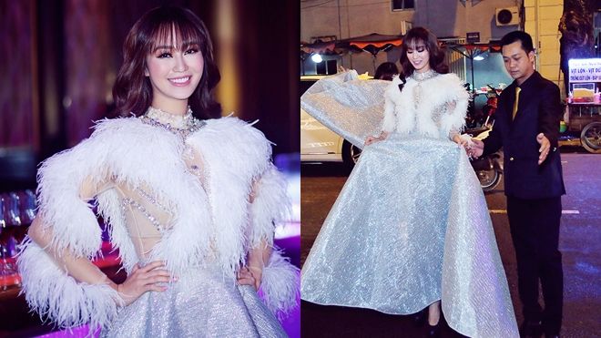 Hóa thành 'nữ hoàng tuyết', Khánh My phải cần người trợ giúp để đi lại