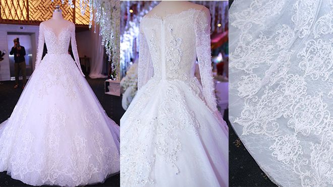 Những hình ảnh 'cực nét' đầu tiên về chiếc váy cưới hot nhất showbiz Việt hôm nay!