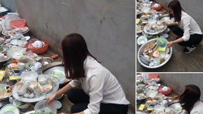 Đi phụ đám cưới, cô gái lên mạng sống ảo than nhà người yêu bắt rửa cả 'núi' bát đĩa