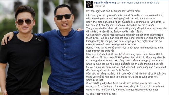 HLV Nguyễn Hải Phong, Công Nam cùng viết tâm thư chúc mừng sinh nhật Phan Mạnh Quỳnh