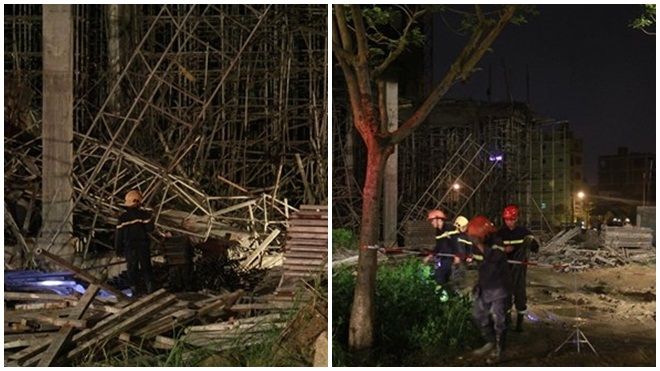 Kinh hãi với hiện trường vụ sập giàn giáo tòa nhà ở Đà Nẵng