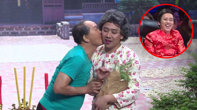 Trấn Thành giả gái, bị NSƯT Thanh Điền 'cưỡng hôn' khiến nghệ sĩ Hoài Linh 'cười muốn xỉu'