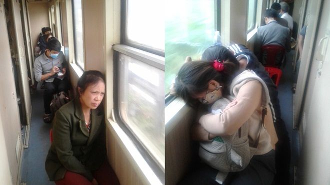 Hành khách vật vã lê lết trên chuyến tàu Bắc Nam