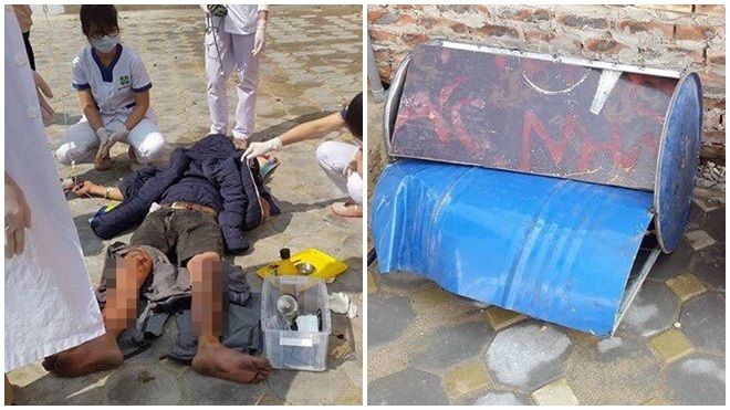 Nổ thùng trang trí quán bus cafe khiến thợ hàn gãy hai chân