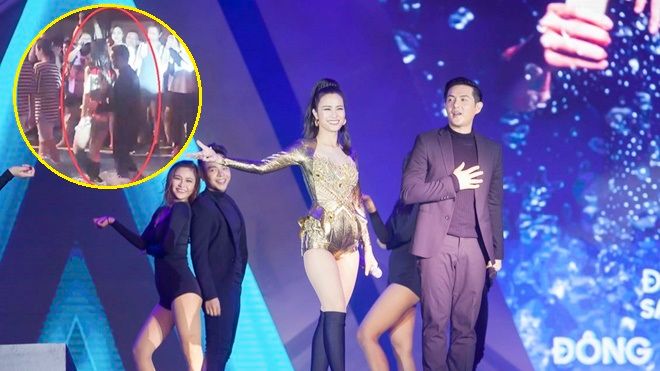Chứng kiến fan té giữa hồ bơi trong đêm nhạc, Ông Cao Thắng dịu dàng ôm eo Đông Nhi đề phòng