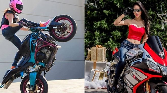 Cô gái Việt 'nhảy múa' trên mô tô khiến dân mạng choáng váng