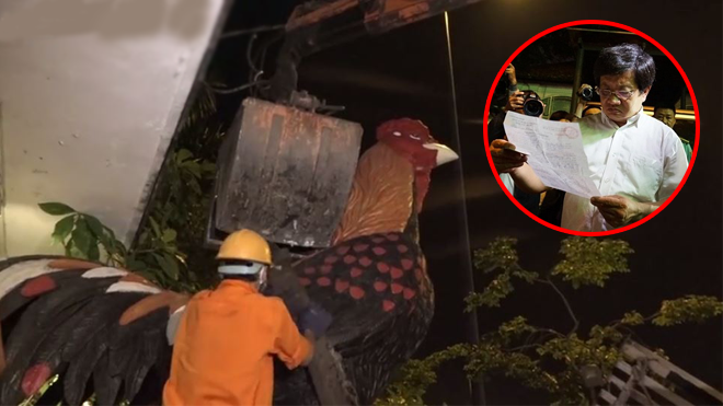 Clip: Phó chủ tịch Quận 1 trực tiếp chỉ đạo đem giật sập biển hiệu, cẩu xe sang, linh vật gà khổng lồ ở Sài Gòn về đồn