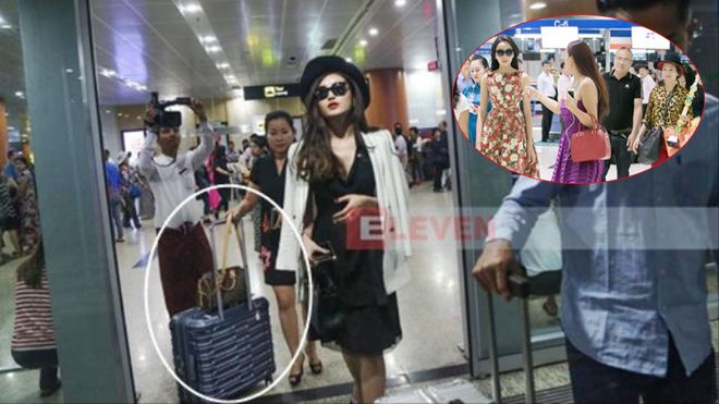 Sau Kỳ Duyên, đến lượt Huyền My bị chỉ trích vì để mẹ xách đồ tại sân bay