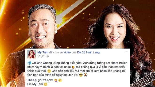 Mỹ Tâm 'doạ' đạo diễn Nguyễn Quang Dũng: Nếu không mời đi xem phim thì 'nghỉ chơi'