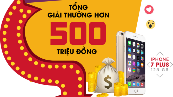 Facebook thả ga nhận quà 300 triệu và iPhone7 Plus sành điệu