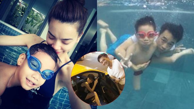 Hồ Ngọc Hà và Cường Đô la cùng xuất hiện cổ vũ con trai Subeo thi bơi