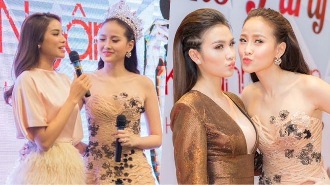 Phạm Hương rạng rỡ đến chúc mừng 'trò cưng' Khánh Ngân đăng quang hoa khôi