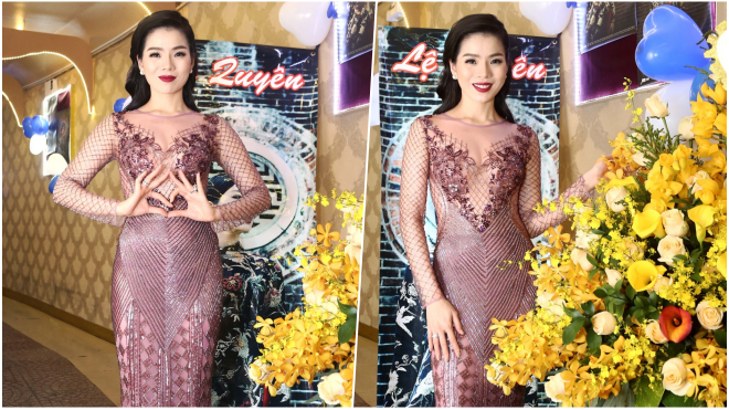 Lệ Quyên hạnh phúc bên đồng nghiệp trong đêm nhạc mừng sinh nhật