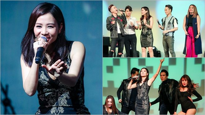 Thu Minh thả tóc dài trẻ như 'gái 16' trong đêm nhạc cùng học trò The Voice