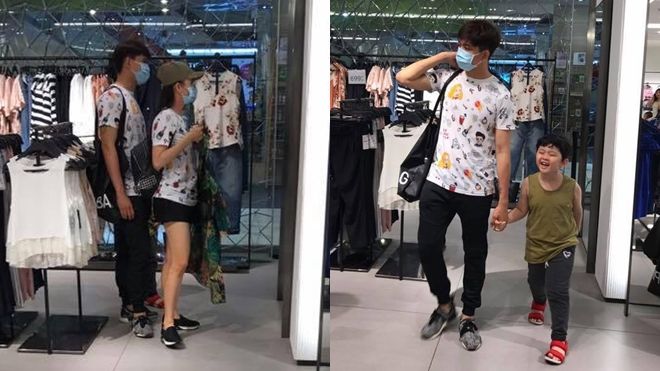 Bắt gặp vợ chồng Tim - Trương Quỳnh Anh diện đồ đôi, hạnh phúc dắt con trai đi mua sắm