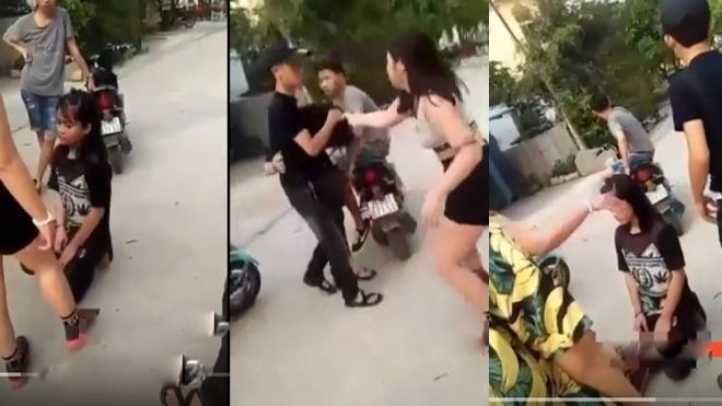Nam sinh bất lực nhìn bạn gái bị đánh hội đồng mà không thể phản kháng
