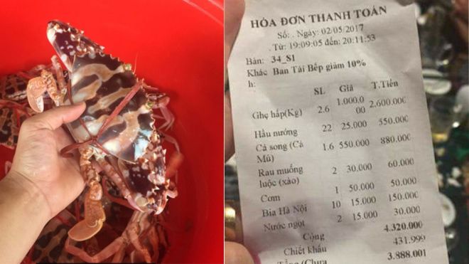 Nhà hàng ở Sầm Sơn nói về việc bị tố 'chặt chém' giá ghẹ 1 triệu đồng/kg