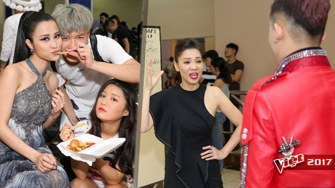 Hậu trường The Voice 2017: Thu Minh tập trung luyện thanh, Đông Nhi được học trò 'tiếp sức' trước giờ G