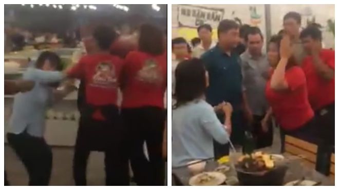 Clip: Nhân viên quán nướng đánh đập, túm tóc nữ khách hàng vì mang theo nước tự nấu ở nhà
