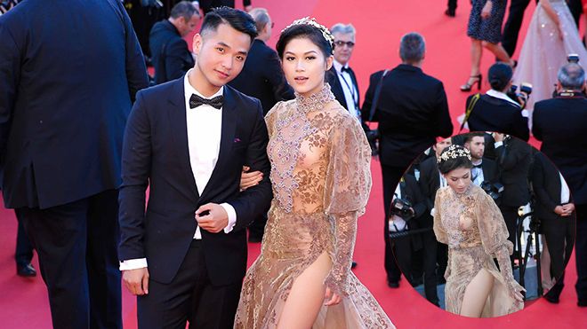 Sánh bước bên Phạm Hồng Phước, Ngọc Thanh Tâm suýt lộ hàng vì váy xẻ táo bạo gần 1 tỷ đồng