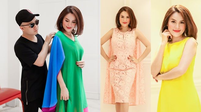 Á hậu Phương Lê xách túi tiền tỷ đi thử trang phục của Đỗ Mạnh Cường