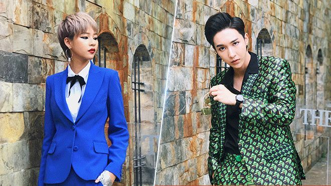 Key (MONSTAR) 'rủ rê' Phí Phương Anh diện suit đầy mạnh mẽ trong ngày ghi hình The Face Việt Nam