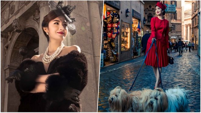 Ngọc Loan The Face khoe vẻ kiêu kỳ, sang chảnh dắt cún đi dạo ở Rome