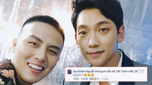 Đăng ảnh chụp cùng Bi Rain, Duy Khánh vẫn khẳng định chỉ 'mê' nhất Trấn Thành