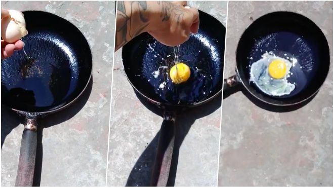 Hà Nội vượt 40 độ, người dân thi nhau làm clip rán trứng không cần lửa