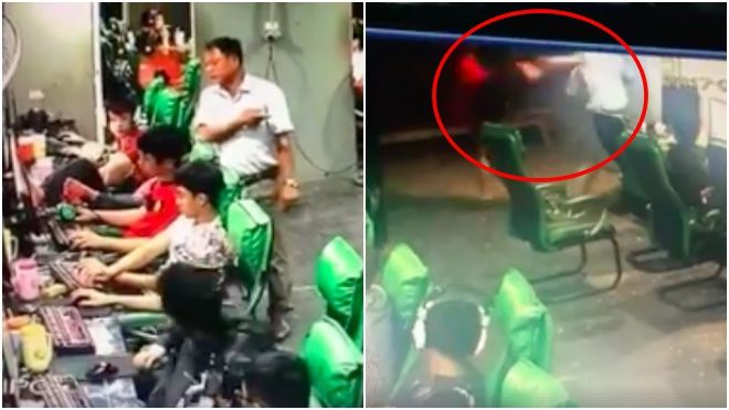 Clip gây phẫn nộ: Bị bố đánh giữa quán game, nam thiếu niên tức giận phản đòn đánh trả