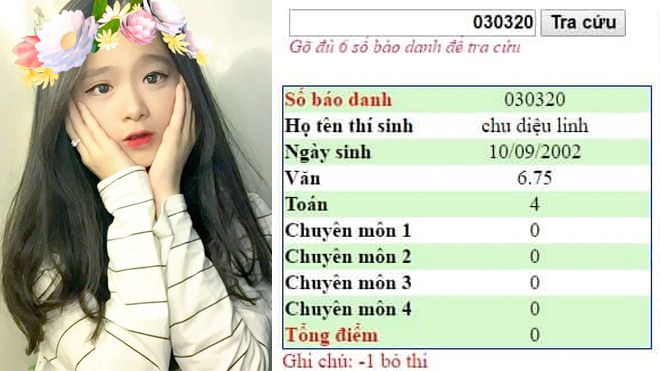 Lộ bảng điểm thi tốt nghiệp được cho là của hot girl Linh Ka 2k2